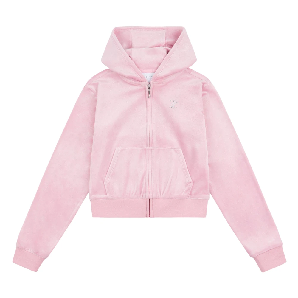Juicy Couture Girls Pink Diamante Logo Zip Up Top - Kids Sweatshirts - 15 Y - Kids