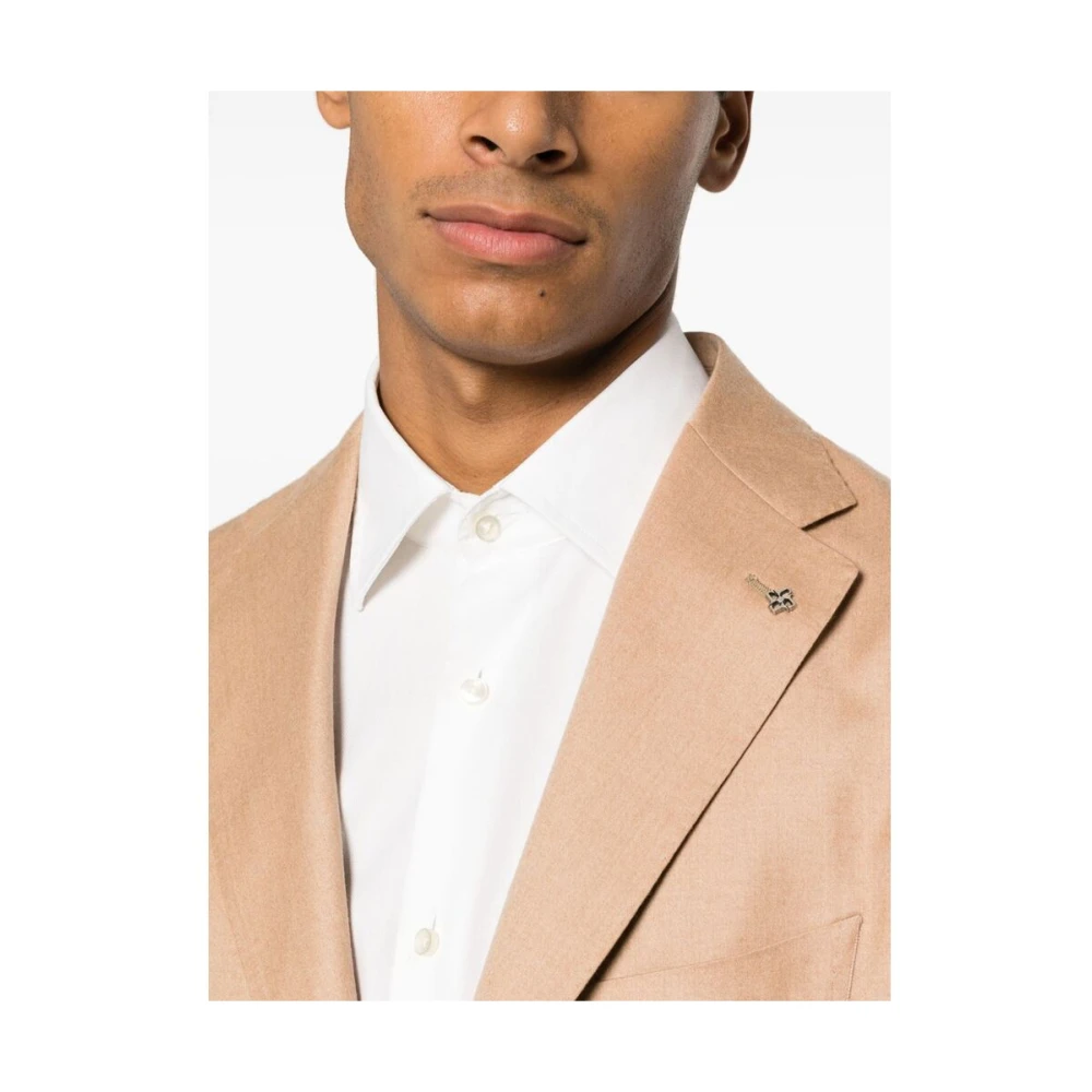 Tagliatore Beige Wolblend Pak met Broche Detail Beige Heren