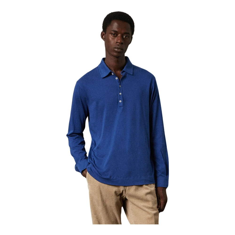 Massimo Alba Ischia Polo Shirt met Lange Mouwen Blue Heren