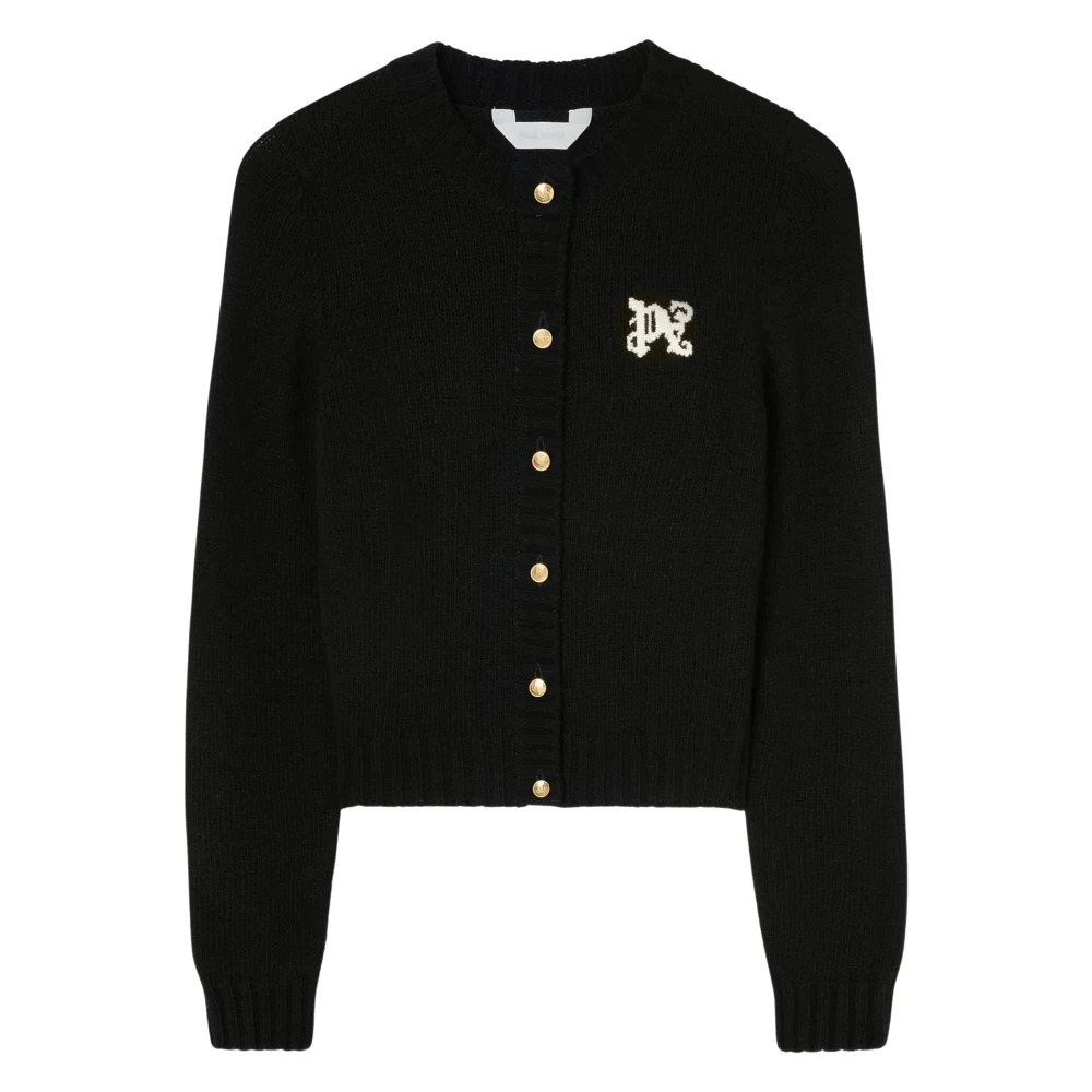 Palm Angels Monogram Cardigan Zwart Black Dames