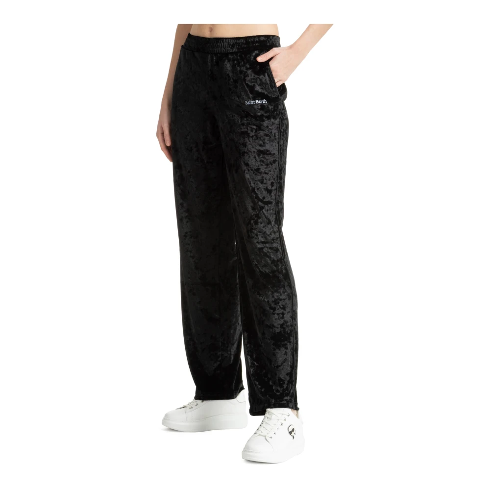MC2 Saint Barth Mid Waist Plain Sweatpants met Elastische Taille Black Dames