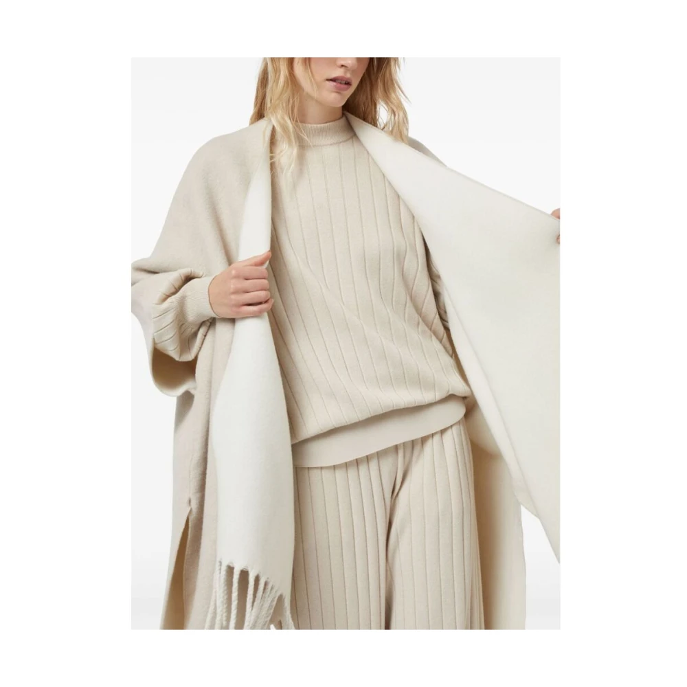 BRUNELLO CUCINELLI Beige Wol-Kasjmiermix Franje Cape Beige Dames