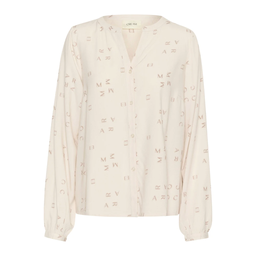 Cream Blouse met Ancient Scroll Print Beige Dames