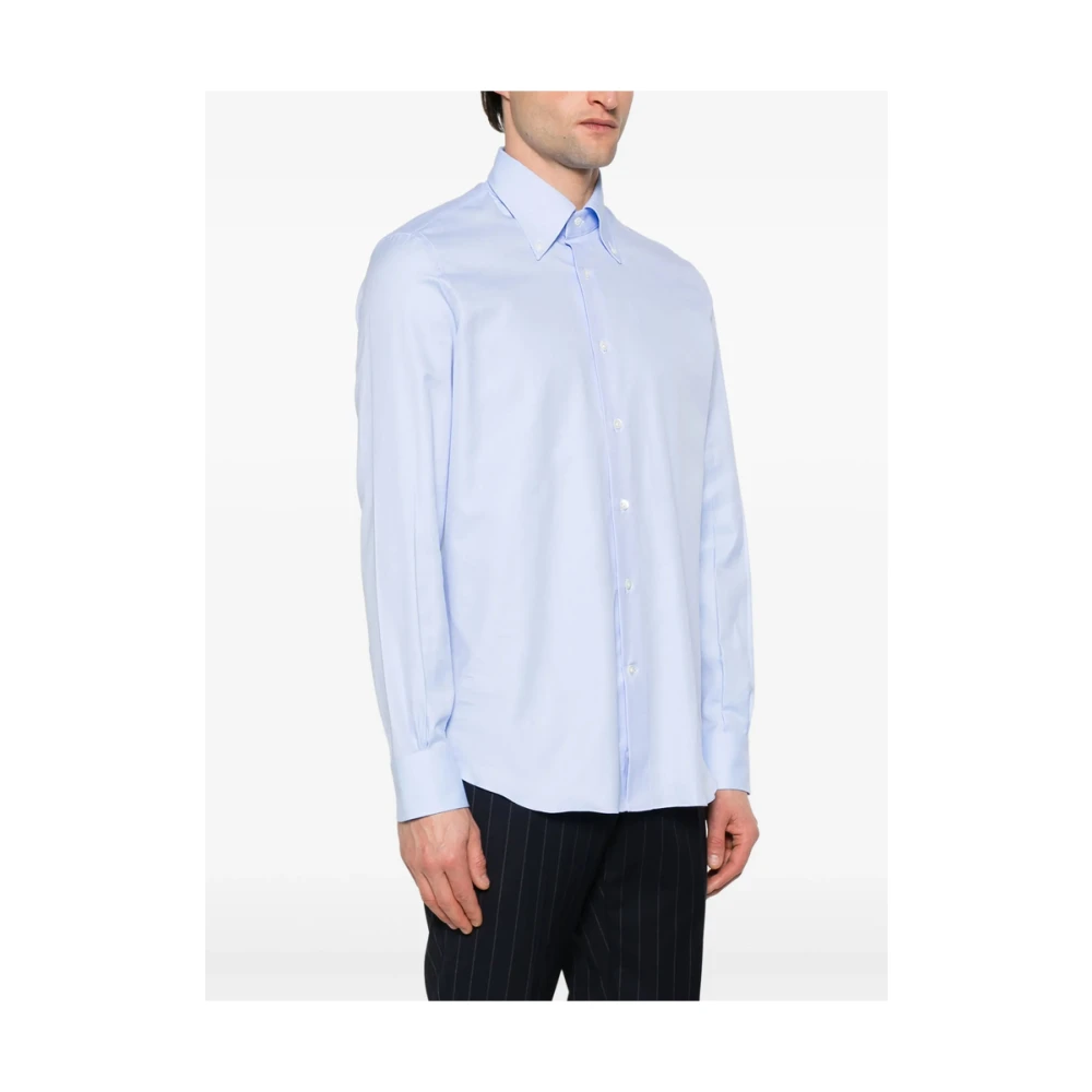 Mazzarelli Lichtblauwe Button-Down Overhemd Blue Heren