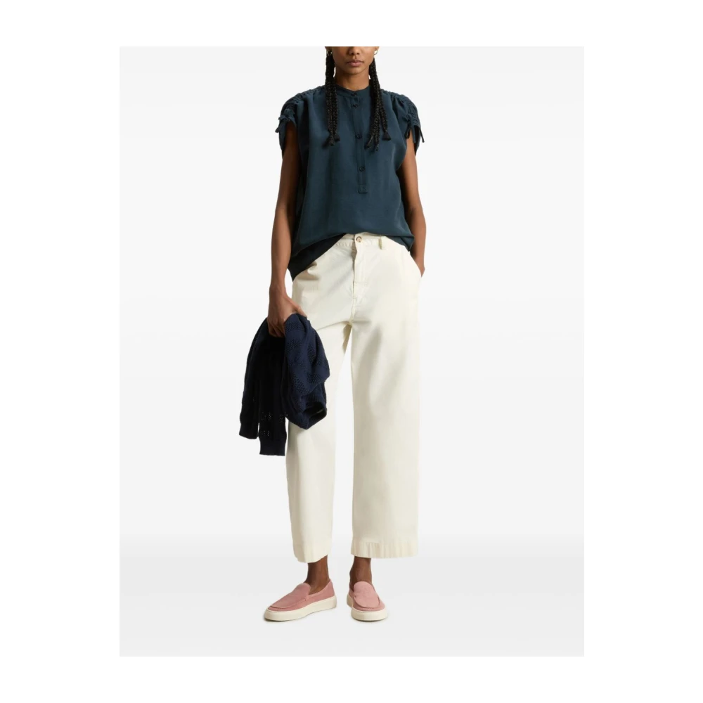Woolrich Blauwe Linnen Shirt Stijlvolle Vrouwen Blue Dames