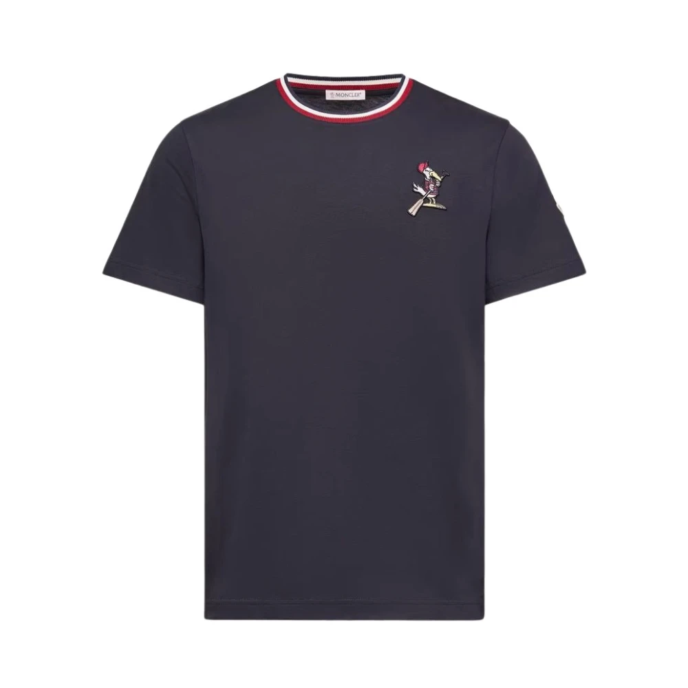 Moncler Blue Ss T-Shirt - Male - T-Shirts - L - Tops