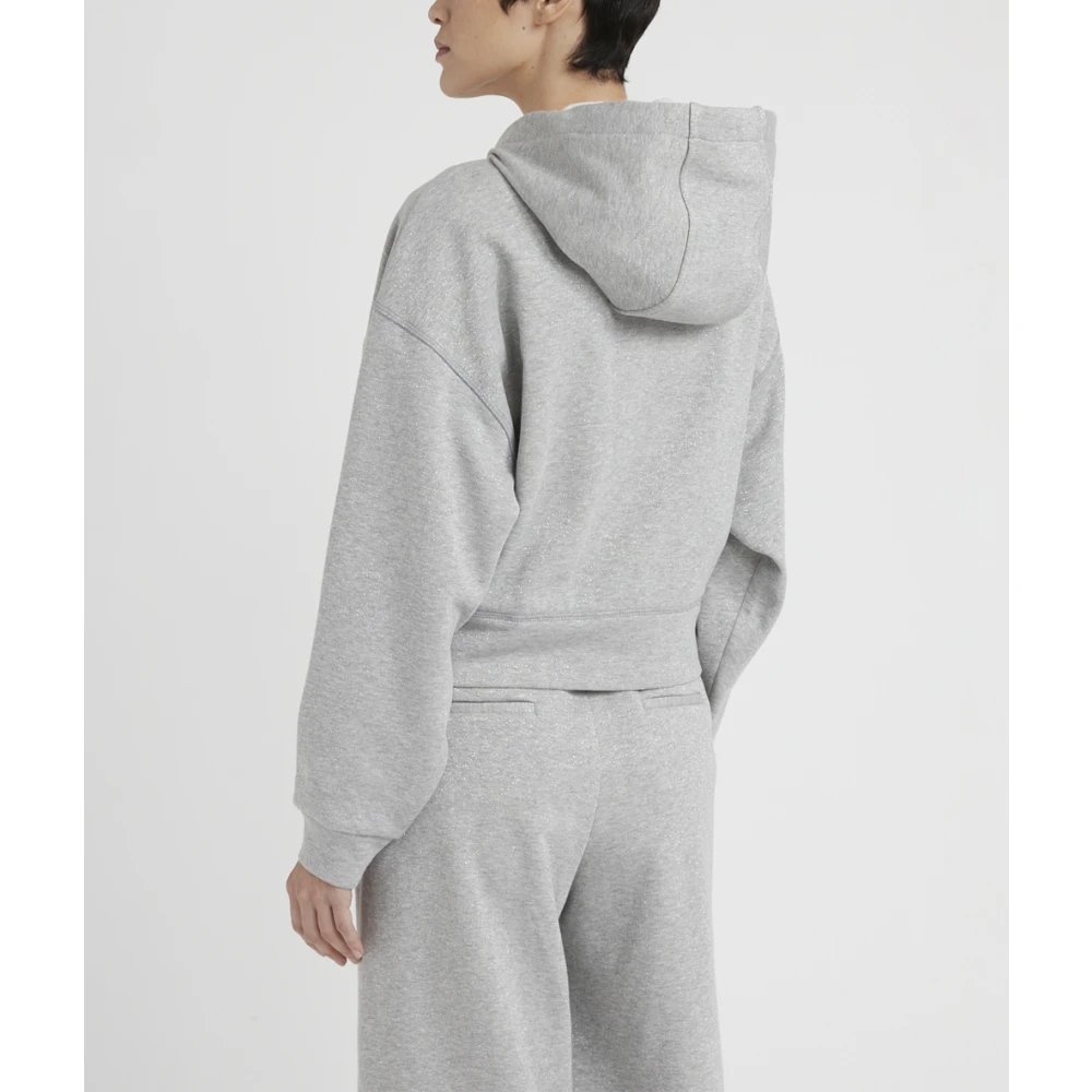PESERICO Hoodie van katoen en Lurex met lange mouwen Gray Dames