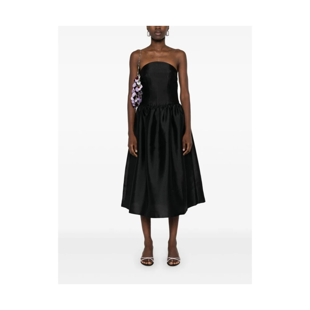 Self Portrait Zwarte Bandeau Stijl Jurk met Plissé Black Dames