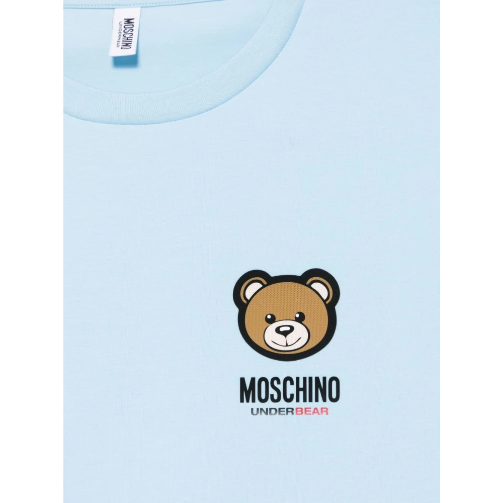 Moschino Blauwe Crew Neck T-shirts en Polos Blue Heren