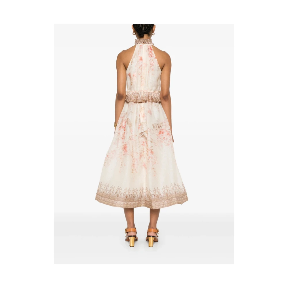 Zimmermann Gerimpelde Kraag Roze Jurk Multicolor Dames