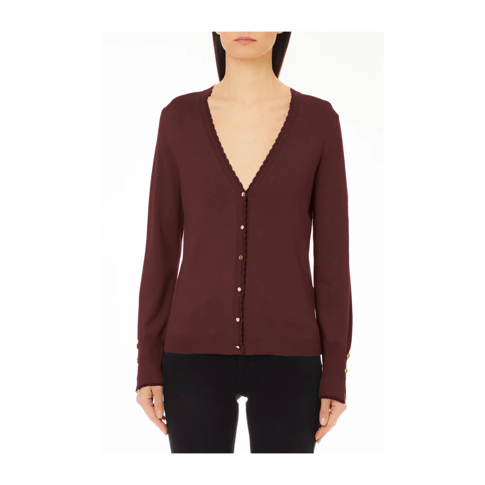 Liu Jo Bordeaux Cardigan V-Hals Trendy Stijl Red Dames