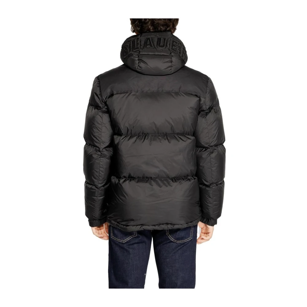 Blauer Zwarte polyamide jas voor mannen Black Heren