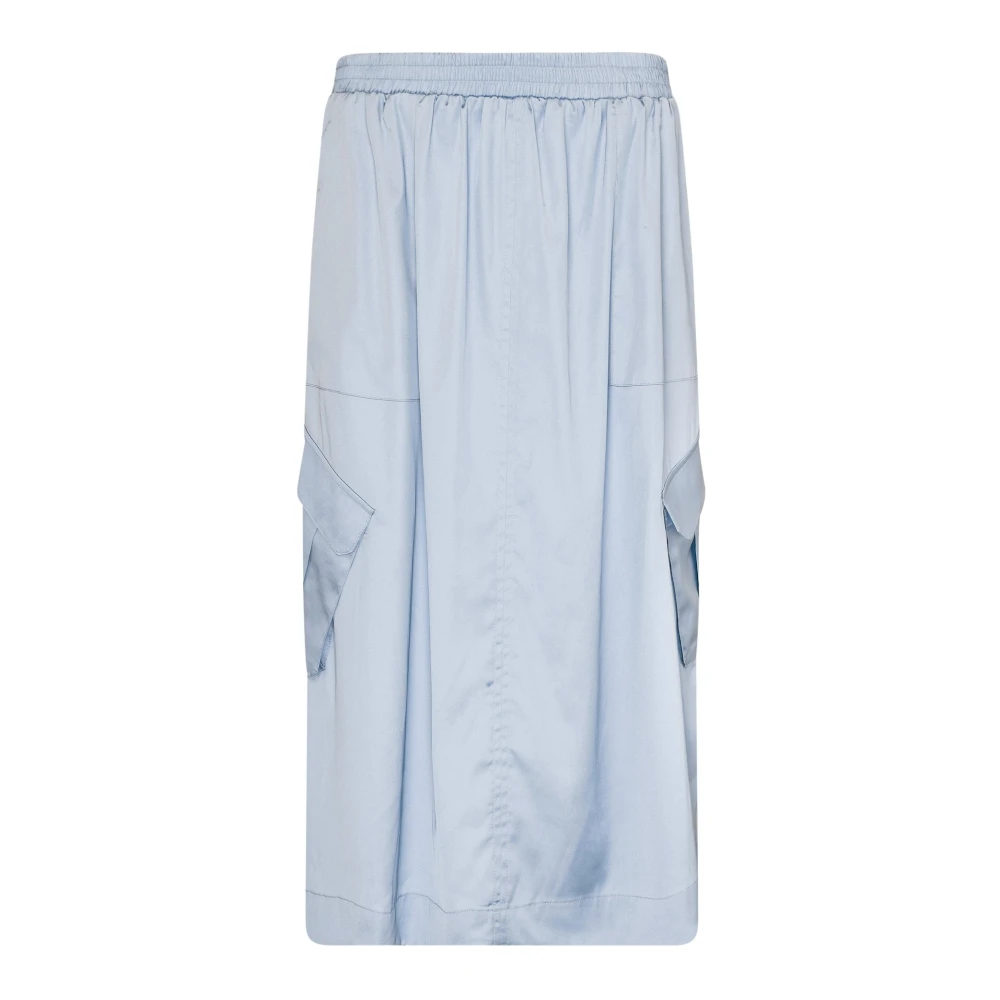 Twinset Blauwe Cargo Midi Rok met Elastische Tailleband Blue Dames