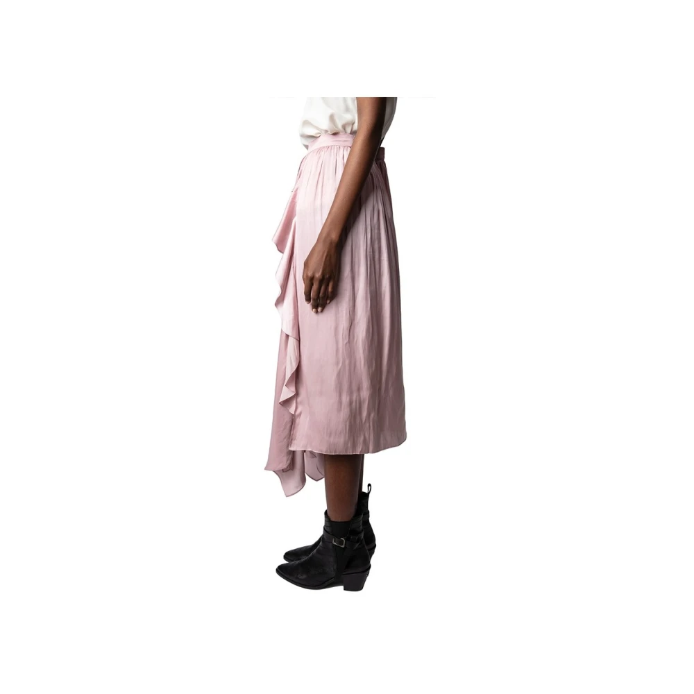 Zadig & Voltaire Roze Gedrapeerde Midi Rok Pink Dames
