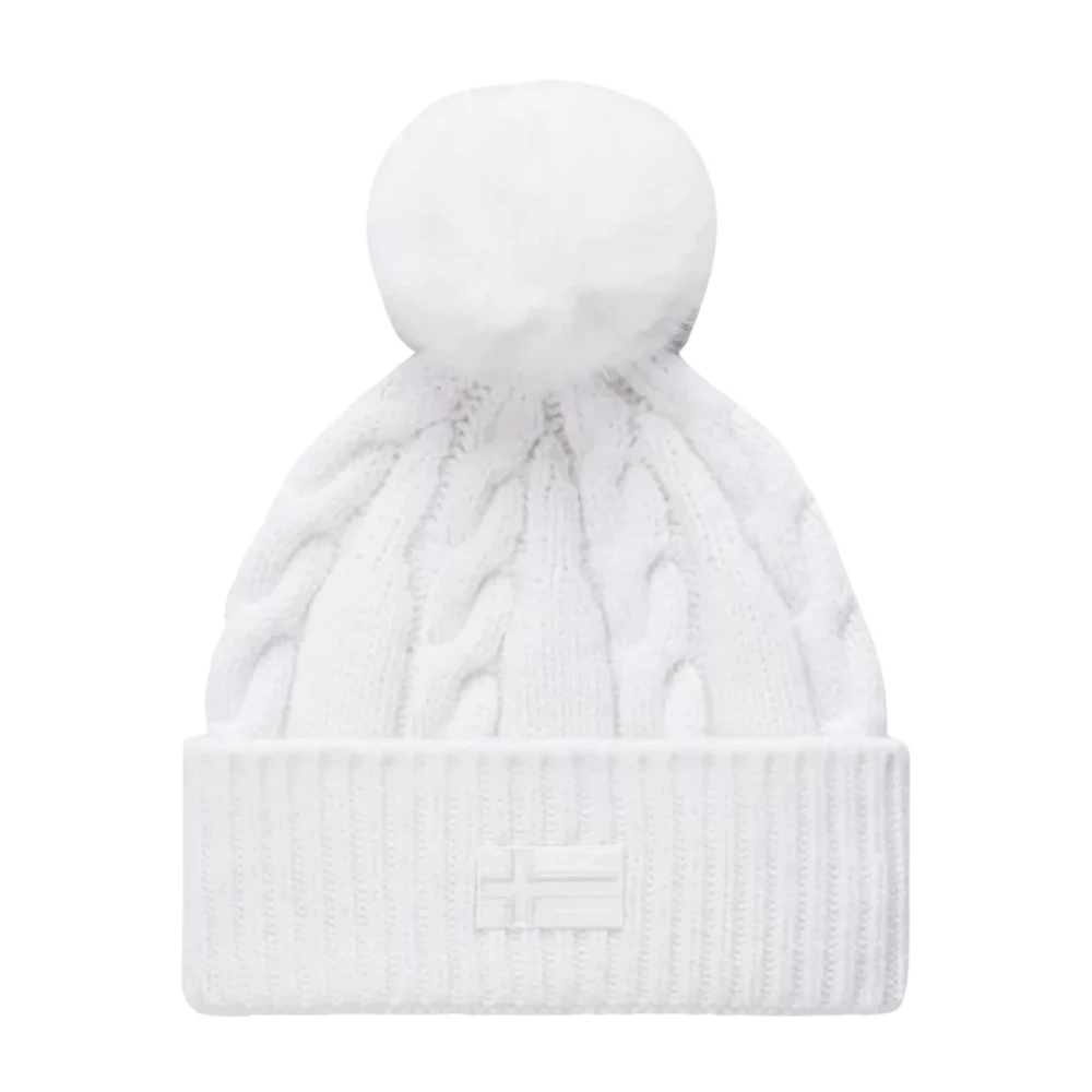 Napapijri Witte wollen baret met logo-embleem White Dames