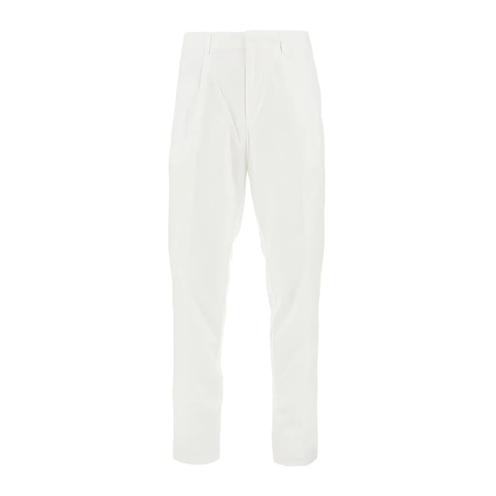Emporio Armani Mannelijk Wit Broeken Heren, L, Katoen, Pleated Broeken