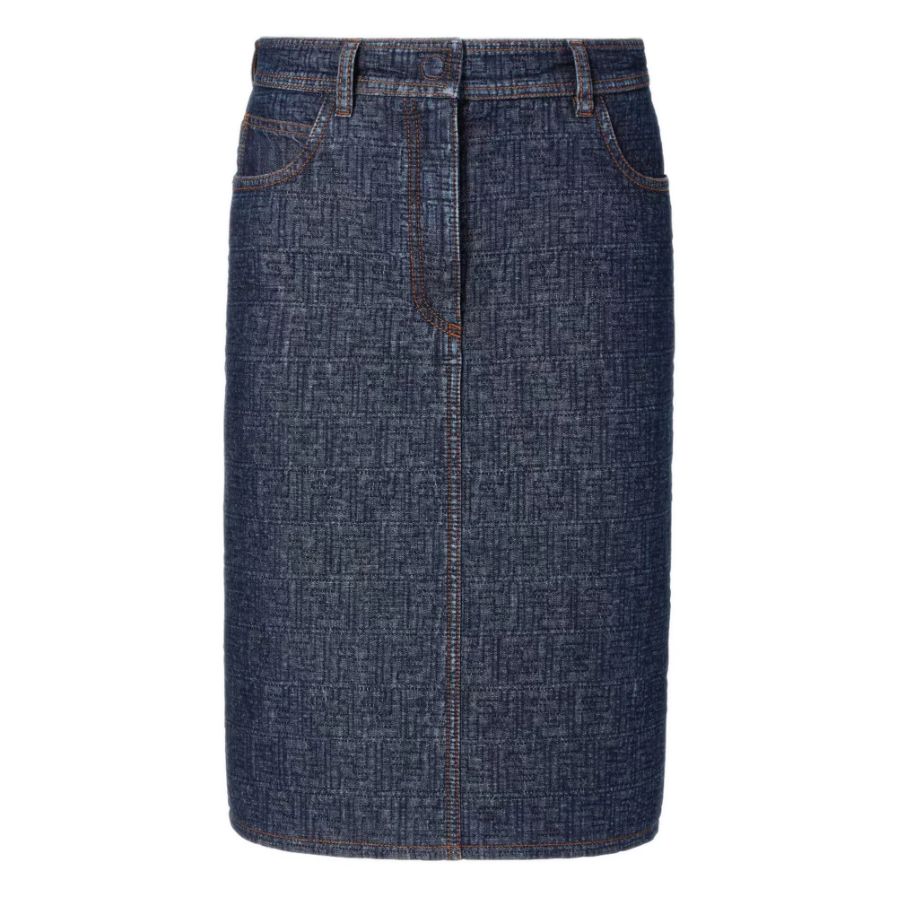 Fendi Ff Denim Skirt - Female - Denim Skirts - Blue - Xs - Skirts