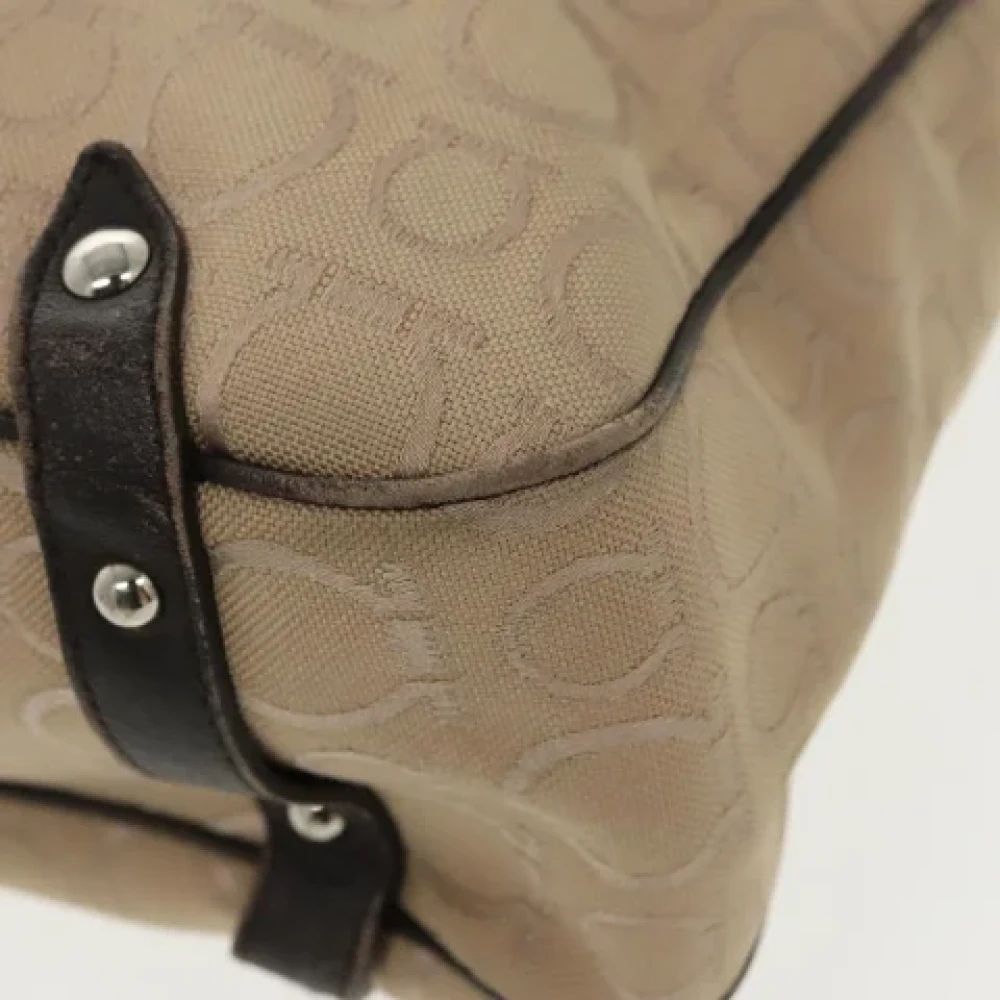 Salvatore Ferragamo Pre-owned Canvas handbags Beige Dames