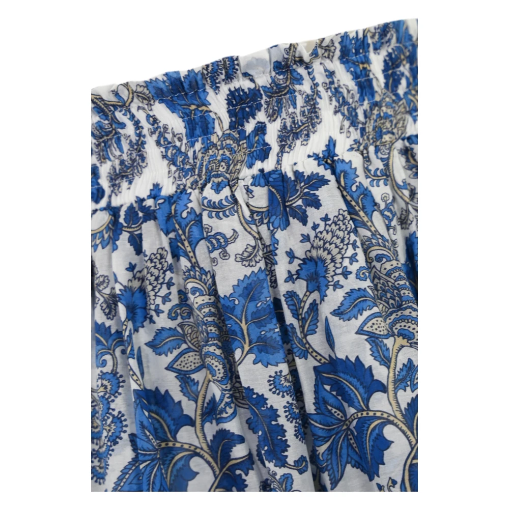 MC2 Saint Barth Bloemen zijden lange rok ruche ontwerp Blue Dames