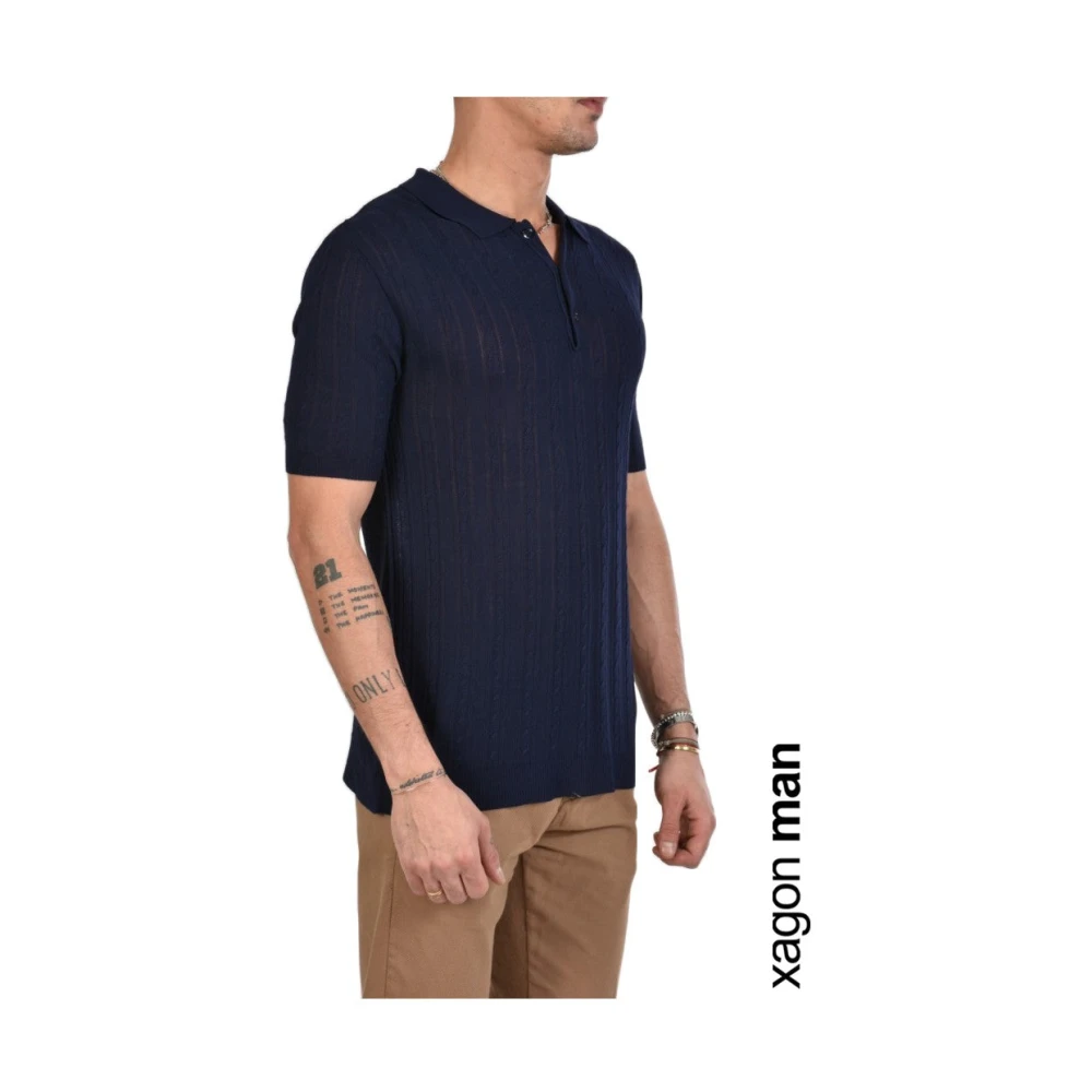 Xagon Man Polo Shirt met knoopsluiting Blue Heren
