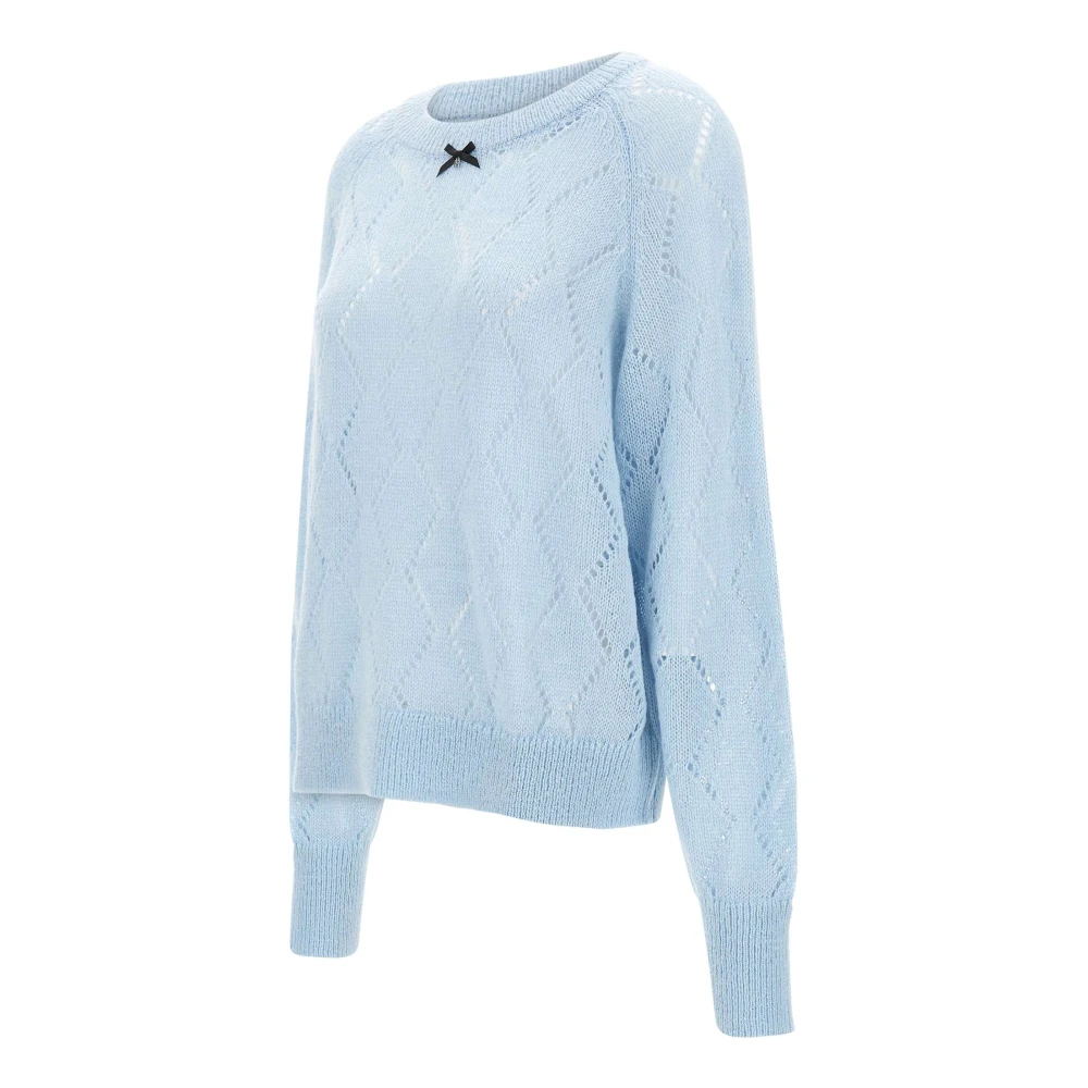 Rotate Birger Christensen Blauwe Gebreide Trui van Wolmix Blue Dames