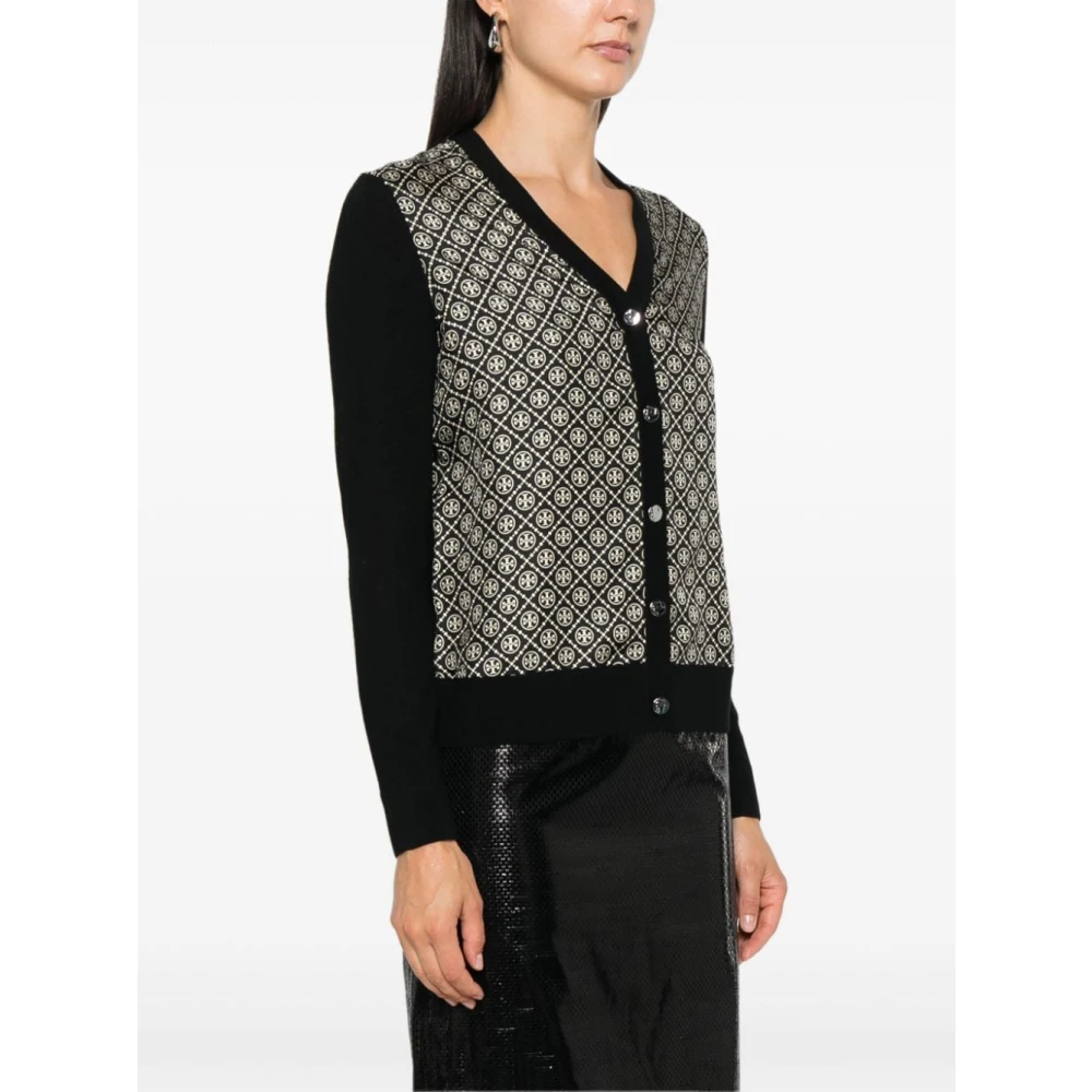 TORY BURCH Monogram Zwart Vest Gebreide Trui Black Dames