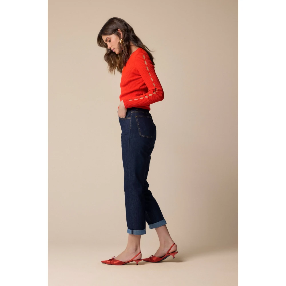 Kocca Stijlvolle Cropped Denim Jeans Blue Dames