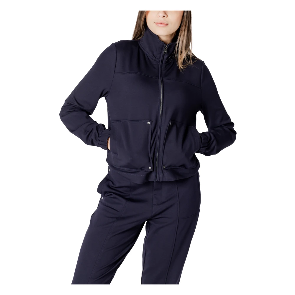 Street One Hoodless dames sweatshirt met ritssluiting Blue Dames