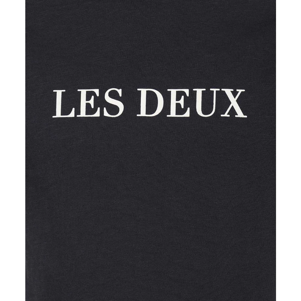 Les Deux Katoenen Ribgebreide Crew-neck T-shirt Blue Heren