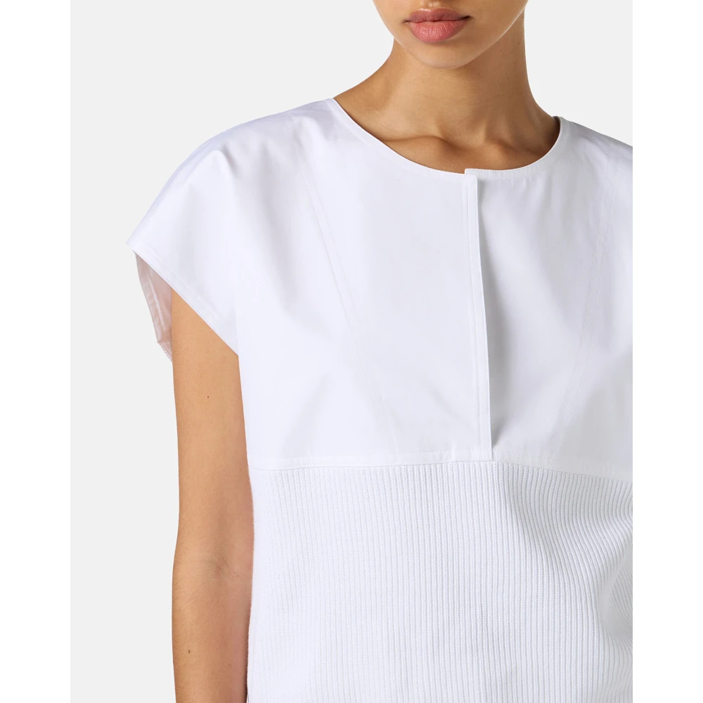 Iceberg Witte carry-over ronde hals in katoen met jacquard logostreep White Dames
