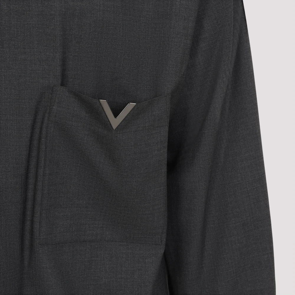 Valentino Luxe Grijs Wollen Shirt Aw24 Gray Heren