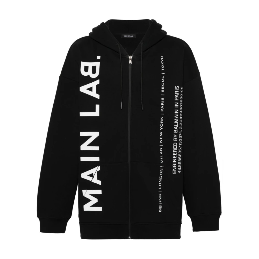 Balmain Zwarte Sweaters met Contrasterend Main Lab Logo Black Heren