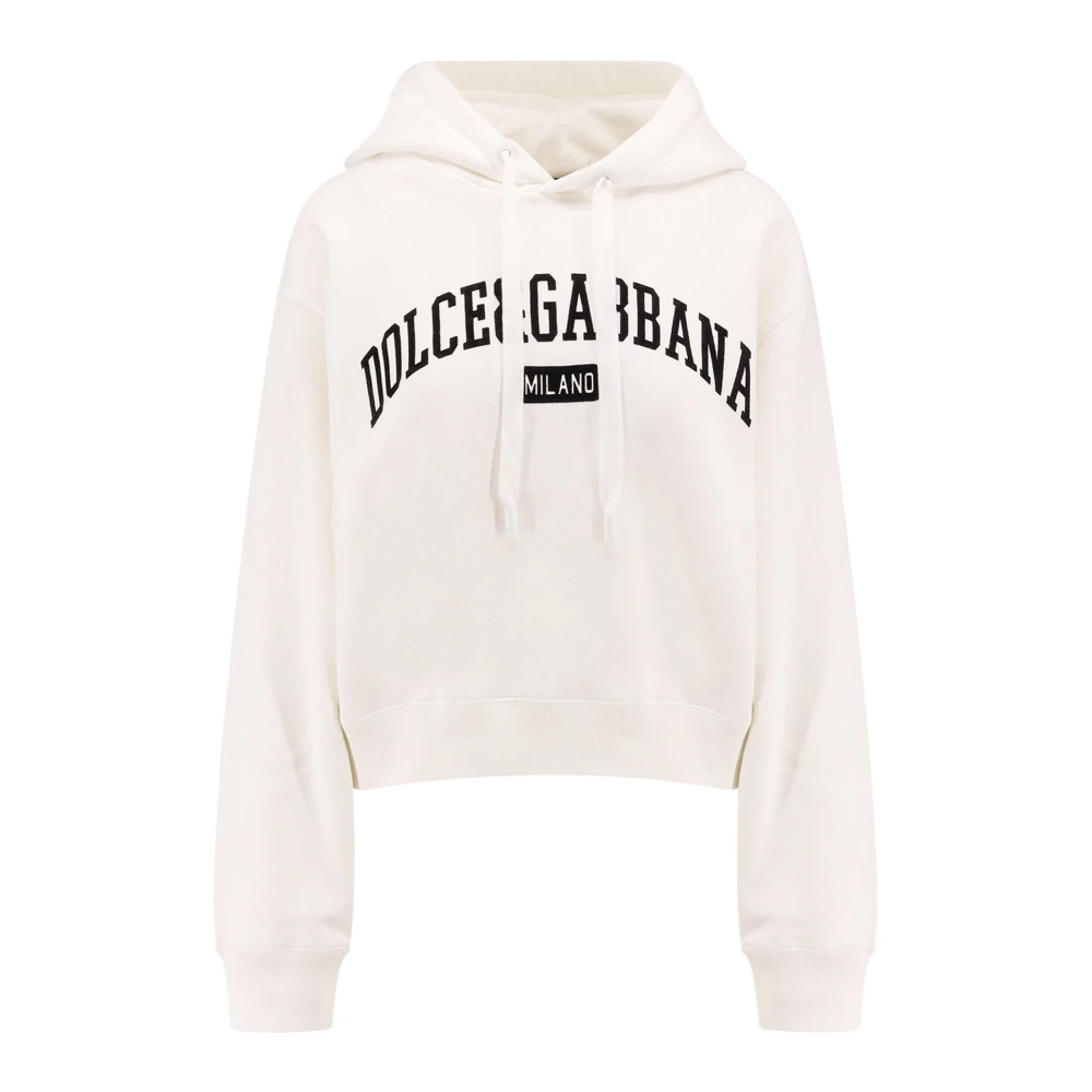 Dolce & Gabbana Logo Print Rib-Coté Sweatshirt White Dames