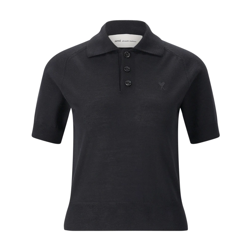 Ami Paris Women's Black Essential Polo Shirt - Polo Shirts - L - Tops