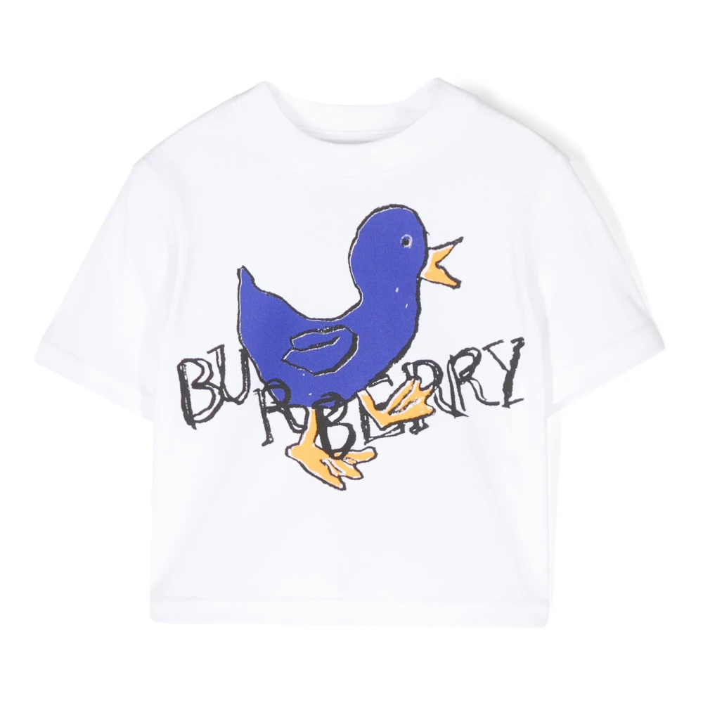 Burberry Girls White T-Shirt With Logo Print - Kids Short Sleeve T-Shirts - 12 M - Kids