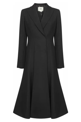 Svart Ull Peplum Kappa