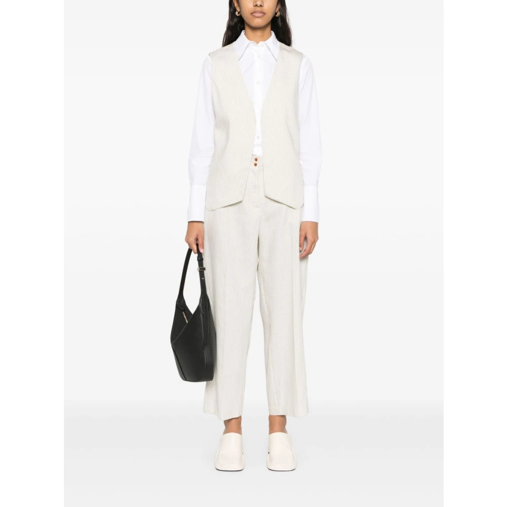 Alysi Witte Broek met Elastische Tailleband White Dames
