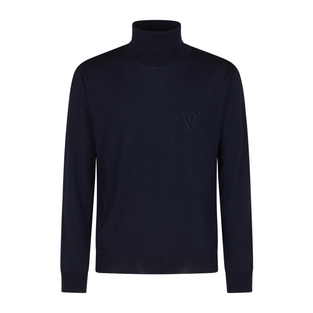 Valentino Blue Embroidered Wool Shirt - Male - Turtlenecks - L - Knitwear