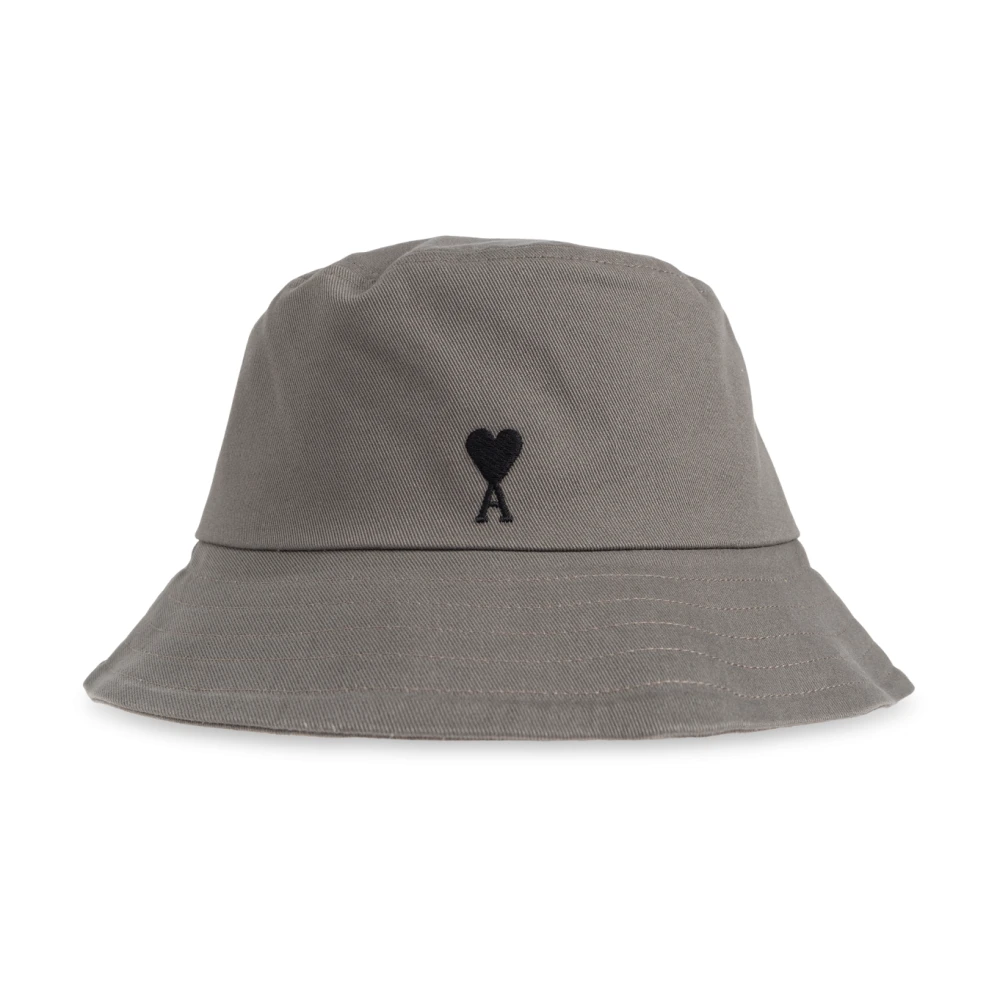Ami Paris Unisex Gray De Coeur Bucket Hat - Accessories - 60 Cm - Accessories