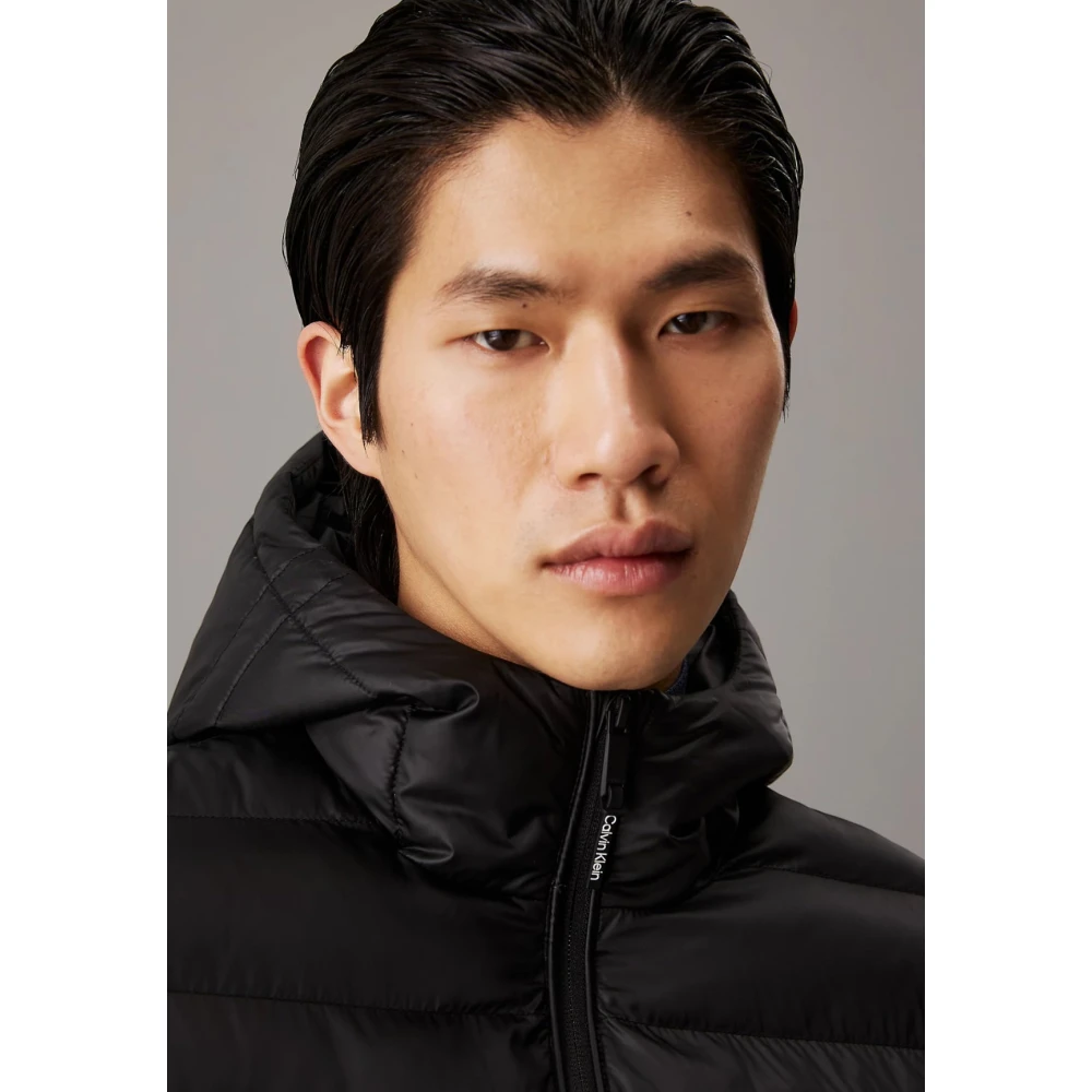 Calvin Klein Hooded Puff Jack Zwart Nylon Black Heren