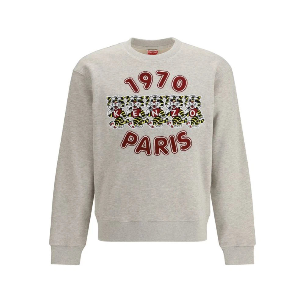 Kenzo Herr Grå Sweatshirts & Hoodies M, Bomull, Wild Tiger Cotton Sweatshirt