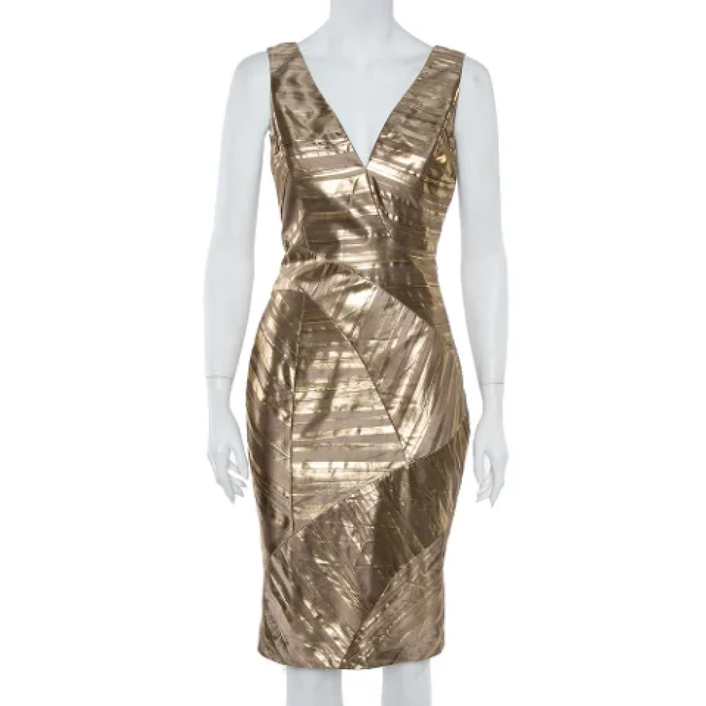Versace Pre-owned Silk dresses Yellow Dames