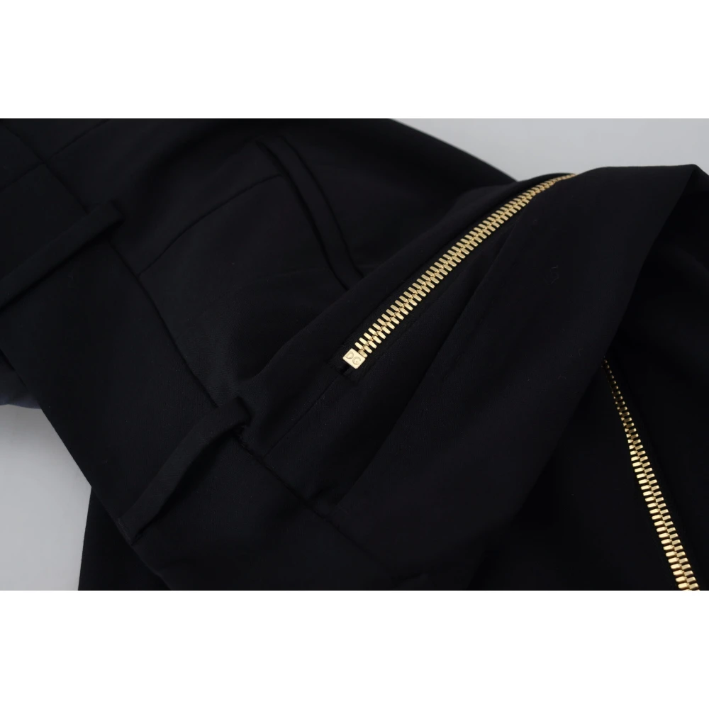 Dolce & Gabbana Zwarte Wol Hoge Taille Tapered Broek Black Dames