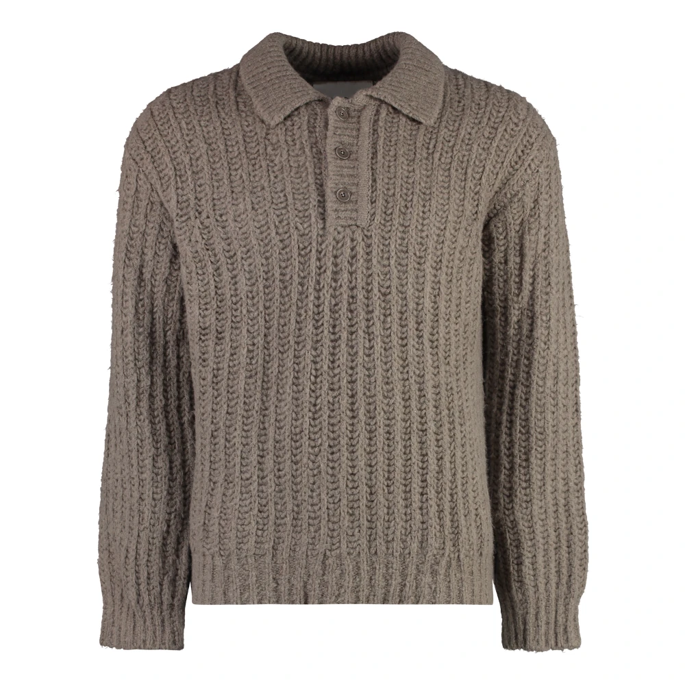 Gant Geribbelde crew-neck trui oversized pasvorm Brown Heren