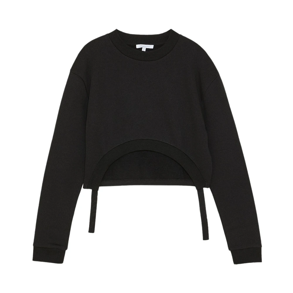 PATRIZIA PEPE Essential Sweatshirt met Ruche Black Dames