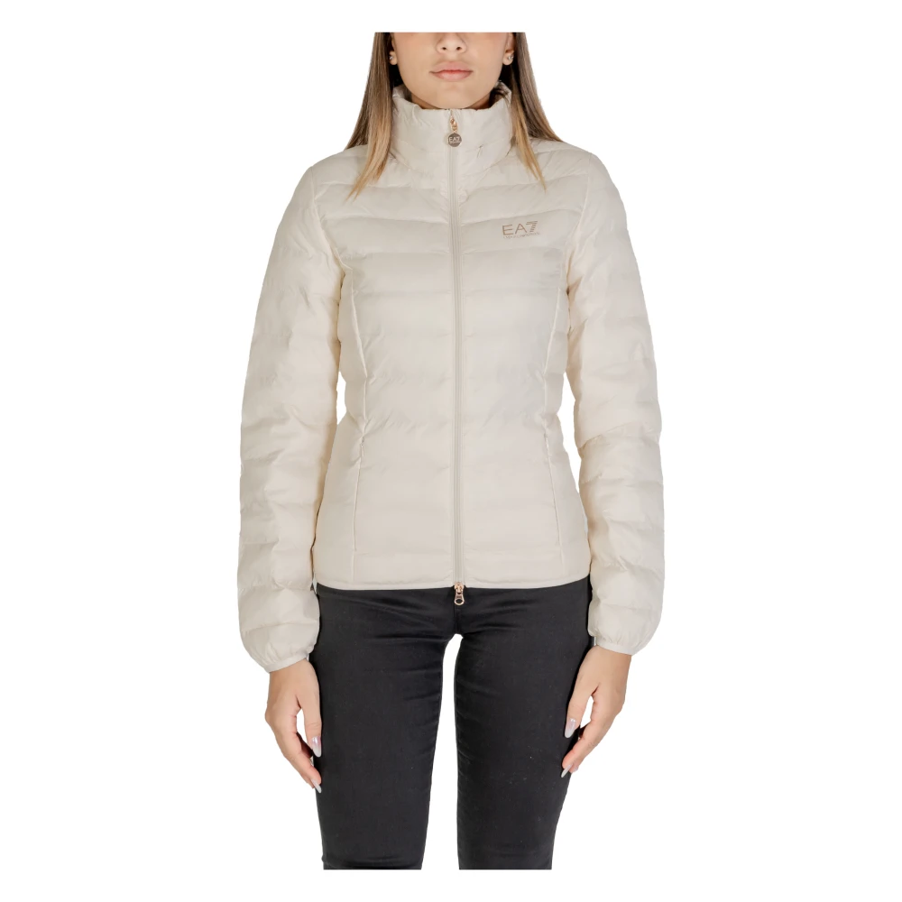 Emporio Armani EA7 Nylon Jas Herfst Winter Collectie Vrouwen Beige Dames