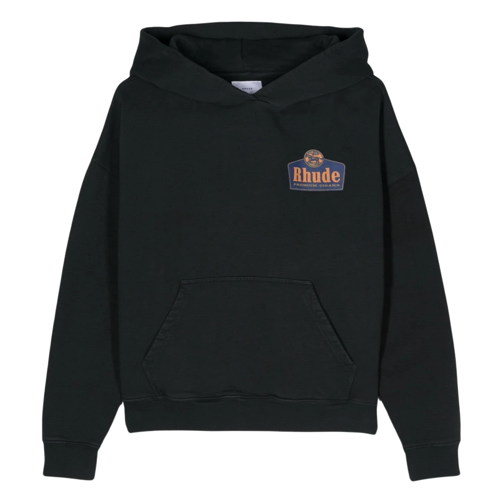 Rhude Logo-print katoenen hoodie Black Heren