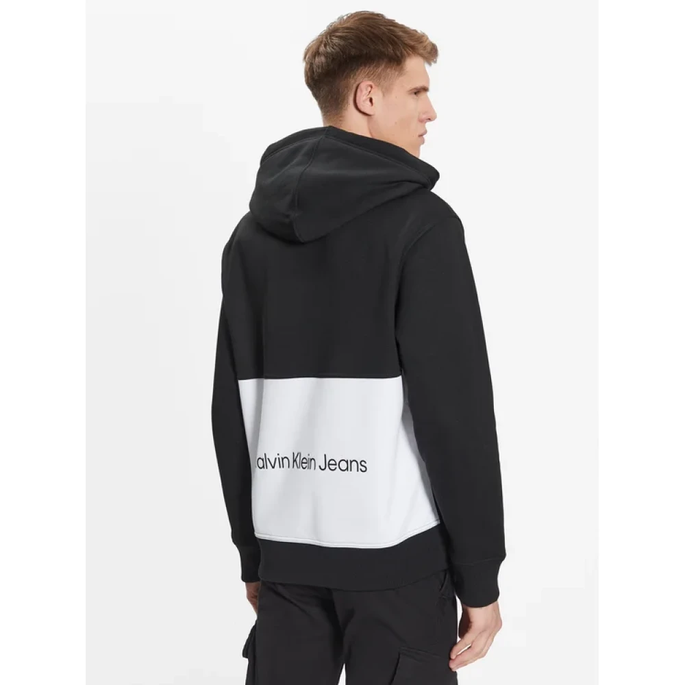 Calvin Klein Stijlvolle Zwarte Blokkerende Hoodie Black Heren