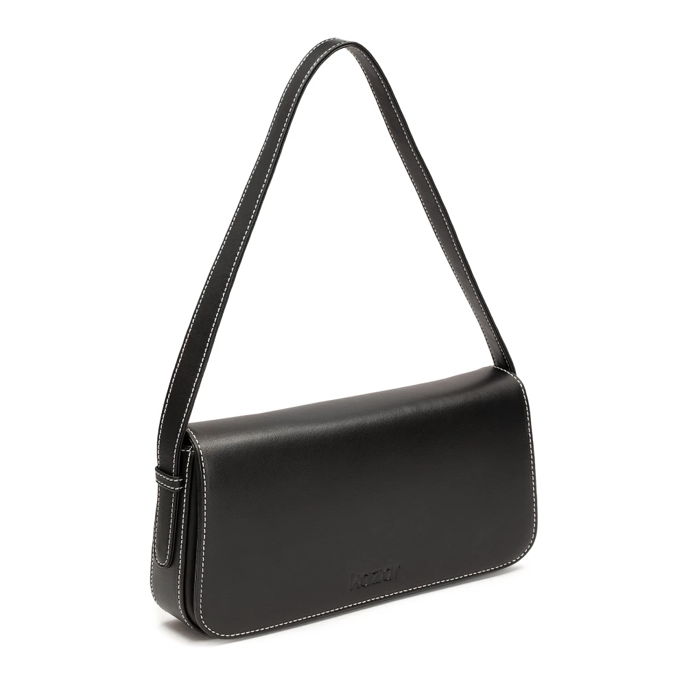 Kazar Zwarte leren handtas in minimalistische stijl Black Dames