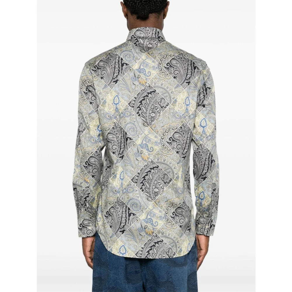 ETRO Blauwe Bedrukte Roma Shirt Multicolor Heren